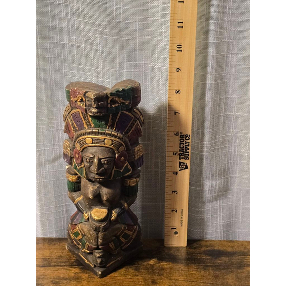 Mayan Statue, 11" inches,‎ Multicolor - Picture 1 of 9